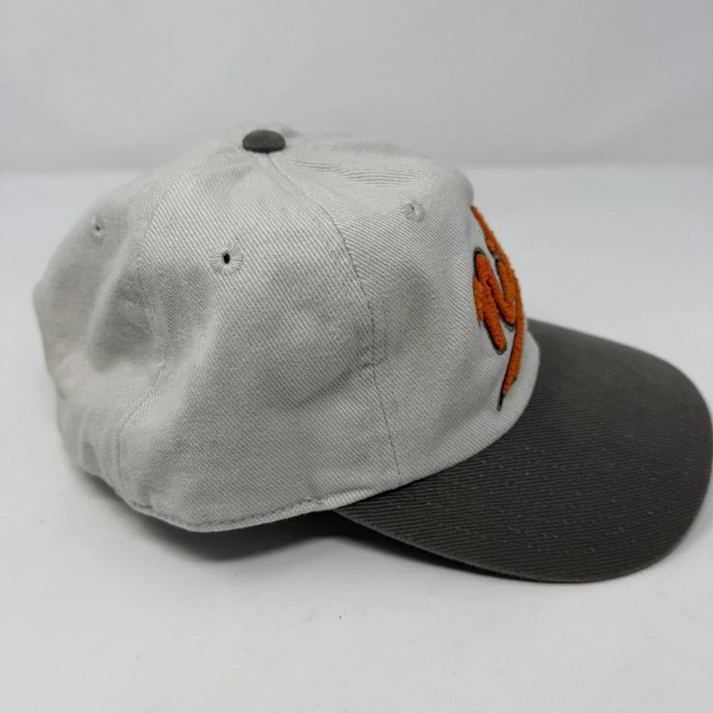 Vintage Nike Hat Cap Strapback Gray Orange Two Tone Script Swoosh Dad
